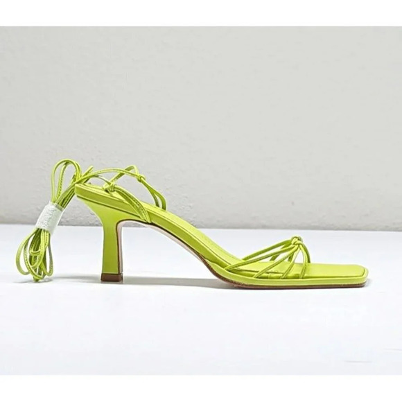 Aeyde Roda Women's Lace up Leather Sandals Apple Green Size 37 EU (MSRP $295) - Picture 6 of 11